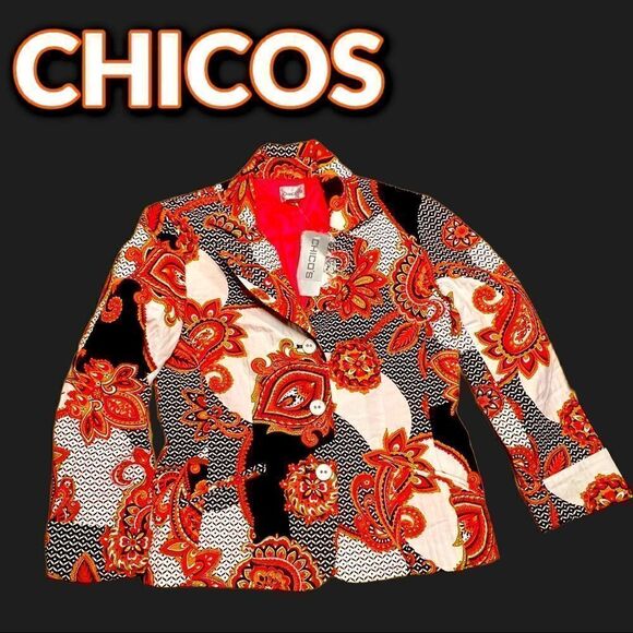 Chicos Womens Mix Medallion Eavan Jacket Size 0 Beautiful Design - Picture 1 of 6